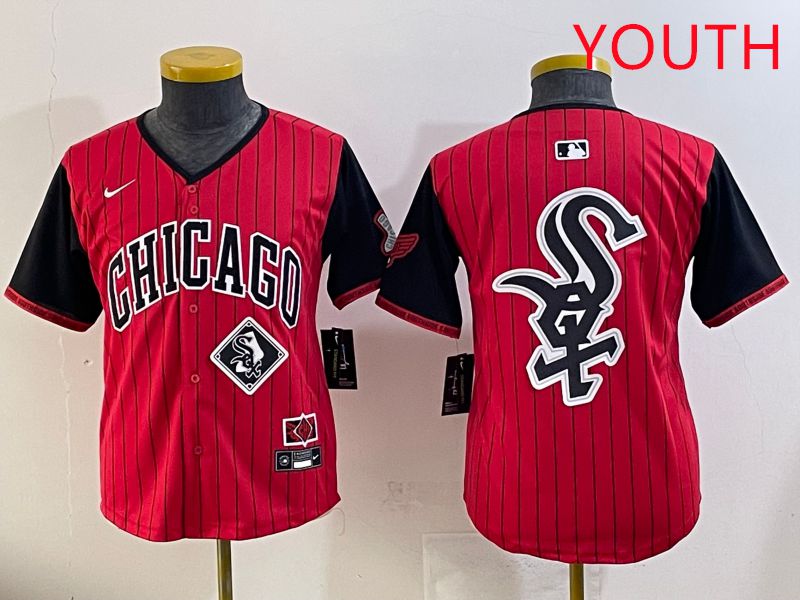 Youth Chicago White Sox Blank Red Stripe Joint Name Nike 2025 MLB Jersey style 28